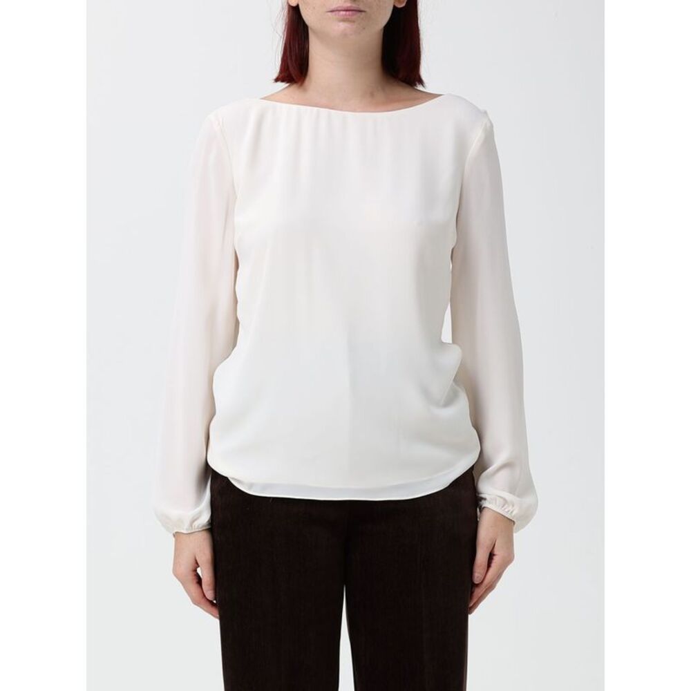 Hanita Women Hanita Satin Blouse With Long Sleeves And V-Back Neckline